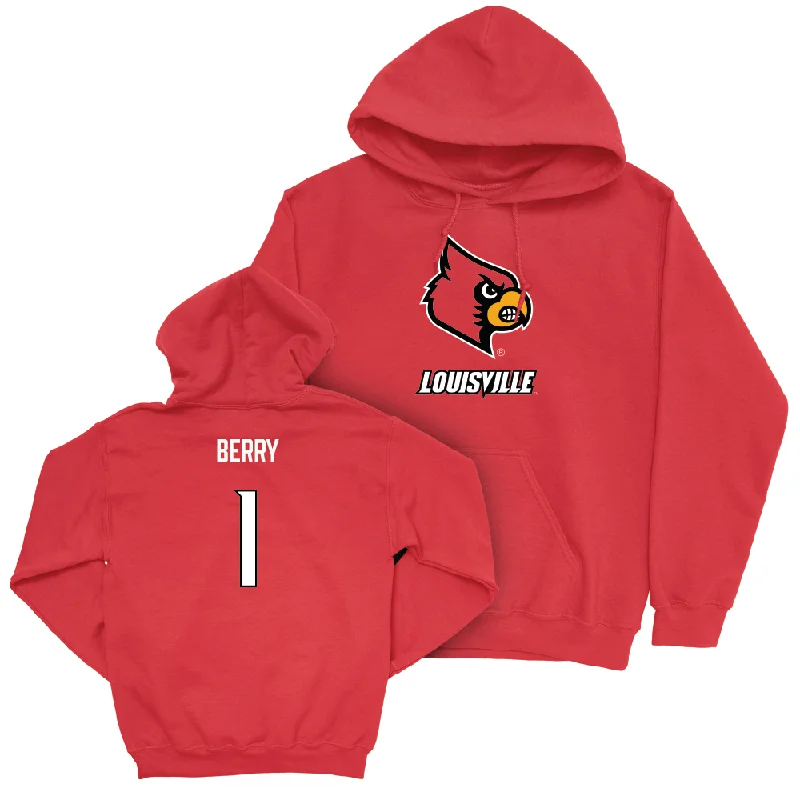 Red Women's Basketball Louie Hoodie - Imari Berry Hoodie with Snap Buttons Easy Quick Red Women's Basketball Louie Hoodie - Imari Berry Hoodie with Snap Buttons Easy Quick