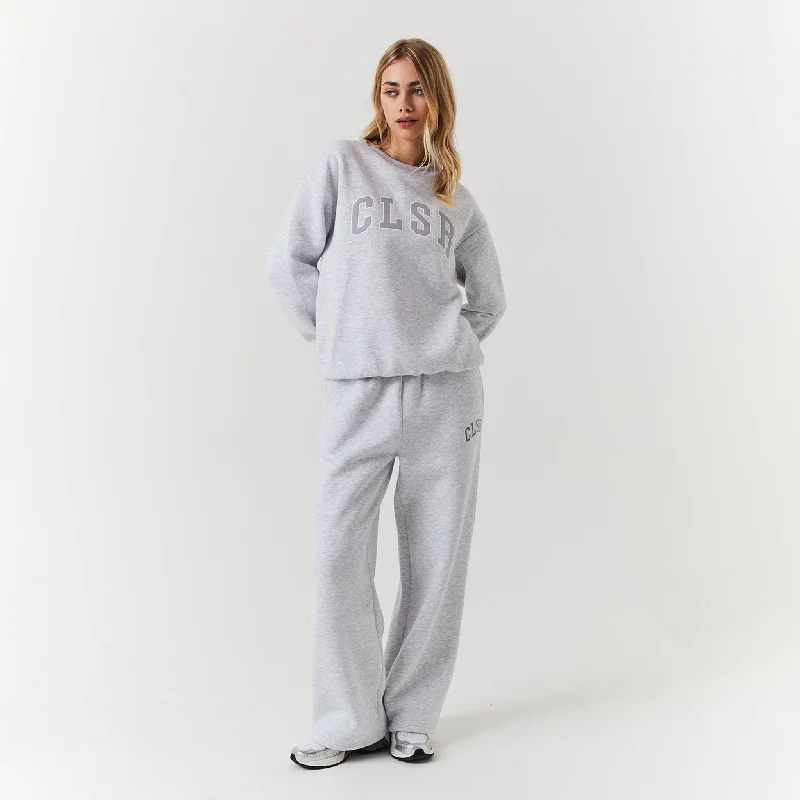 Varsity CLSR Sweatshirt Tracksuit | Light Grey Marl Hoodie with Turtle Neck Cozy Winter Varsity CLSR Sweatshirt Tracksuit | Light Grey Marl Hoodie with Turtle Neck Cozy Winter
