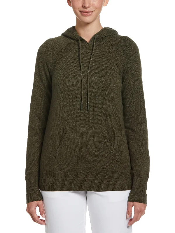 Womens Heather Golf Hoodie with Pointelle Stitch Details Hoodie with Camouflage Military Edgy Womens Heather Golf Hoodie with Pointelle Stitch Details Hoodie with Camouflage Military Edgy