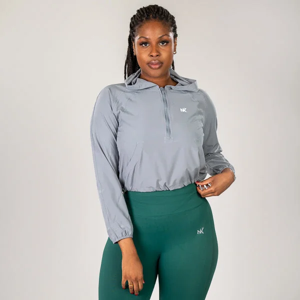 Flexi Vital - Gray Crop Hoodie Cotton Hoodie Fleece Lining Warmth