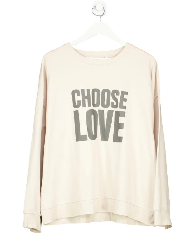 Choose Love Beige 100% Organic Cotton Sweatshirt UK XL Hoodie with Hem Patch Decorative Personalized Choose Love Beige 100% Organic Cotton Sweatshirt UK XL Hoodie with Hem Patch Decorative Personalized