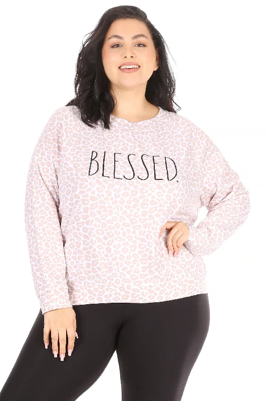 Women's "BLESSED" Plus Size Studio Raglan Sweatshirt Zip Hoodie Drawstring Kangaroo Pocket Women's "BLESSED" Plus Size Studio Raglan Sweatshirt Zip Hoodie Drawstring Kangaroo Pocket