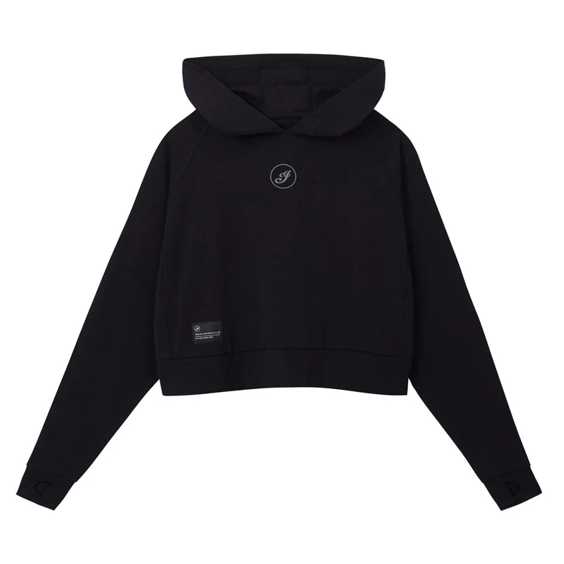 Indian Motorcycle Women's Cropped Athlete Hoodie, Black | 2862964 Hoodie with Slim Fit Tailored Modern