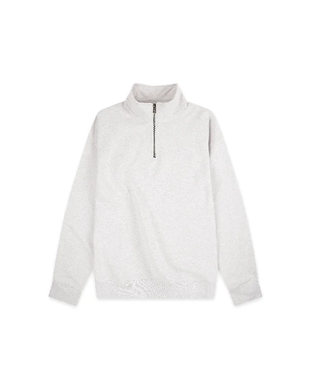 Solo Swoosh Quarter Zip Sweatshirt - BIRCH HEATHER / WHITE Hoodie with Oversized Fit Loose Comfortable Solo Swoosh Quarter Zip Sweatshirt - BIRCH HEATHER / WHITE Hoodie with Oversized Fit Loose Comfortable