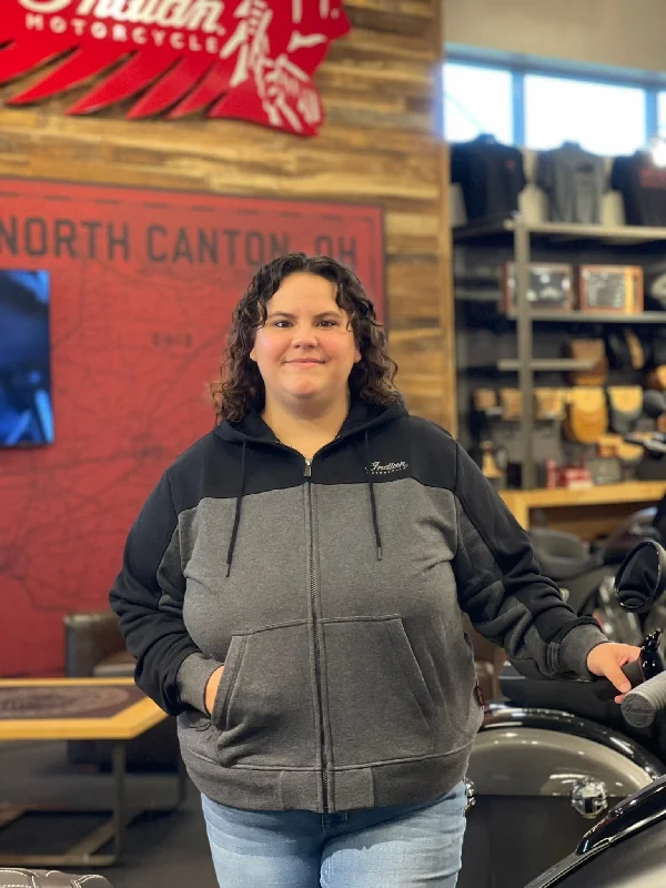 Indian Motorcycle Women's Colorblock Script Hoodie, Gray | 2864950 Hoodie with Raglan Sleeves Sporty Comfortable Indian Motorcycle Women's Colorblock Script Hoodie, Gray | 2864950 Hoodie with Raglan Sleeves Sporty Comfortable
