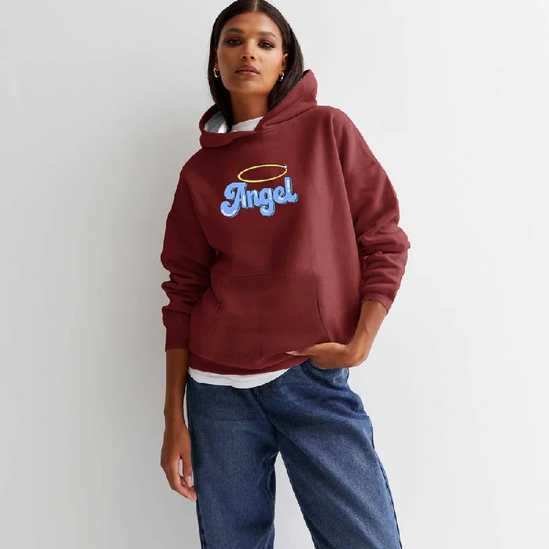 Safina Women's Angel Printed Oversized Pullover Hoodie Hoodie with Monochrome Minimalist Simple Safina Women's Angel Printed Oversized Pullover Hoodie Hoodie with Monochrome Minimalist Simple