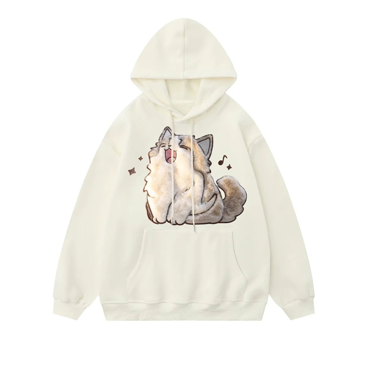 Wjczt 2024 Spring Winter Embroidery Cat Print Pullover Cute Cartoon Street Hoodies Women Men Loose Couples Clothes Versatile Top Hoodie with Contrast Stitching Detailed Premium Wjczt 2024 Spring Winter Embroidery Cat Print Pullover Cute Cartoon Street Hoodies Women Men Loose Couples Clothes Versatile Top Hoodie with Contrast Stitching Detailed Premium