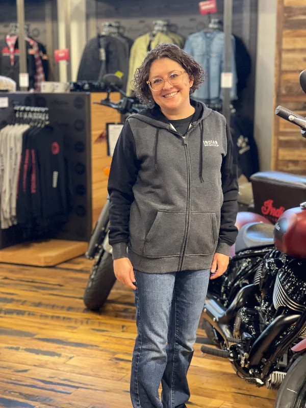 Indian Motorcycle Women's Contrast Hoodie, Gray | 2833432 Hoodie with Puffed Sleeves Voluminous Trendy Indian Motorcycle Women's Contrast Hoodie, Gray | 2833432 Hoodie with Puffed Sleeves Voluminous Trendy