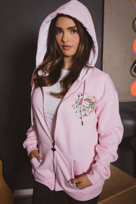 Lucky - Bobby Jack Oversized Premium Zip Hoodie - Pink Hoodie with Turtle Neck Cozy Winter Lucky - Bobby Jack Oversized Premium Zip Hoodie - Pink Hoodie with Turtle Neck Cozy Winter