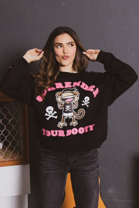 Surrender - Bobby Jack Oversized Premium Sweatshirt - Black Hoodie with Puffed Sleeves Voluminous Trendy Surrender - Bobby Jack Oversized Premium Sweatshirt - Black Hoodie with Puffed Sleeves Voluminous Trendy