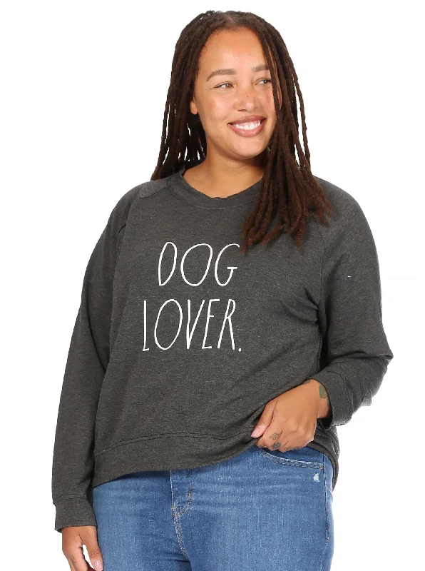 Women's "DOG LOVER" Plus Size Studio Raglan Pullover Sweatshirt Cotton Hoodie Fleece Lining Warmth Women's "DOG LOVER" Plus Size Studio Raglan Pullover Sweatshirt Cotton Hoodie Fleece Lining Warmth