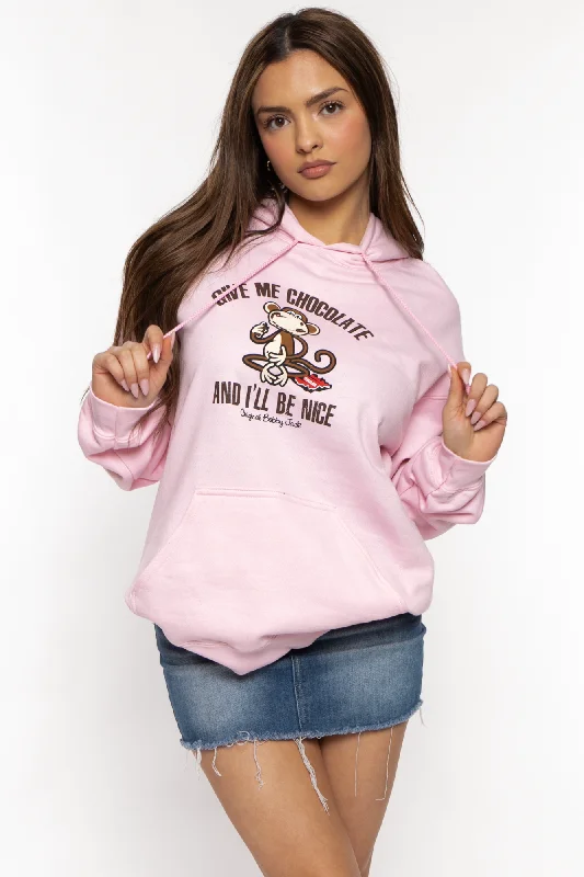 Give Me Chocolate - Bobby Jack Hoodie - Pink Hoodie with Batwing Sleeves Loose Dramatic Give Me Chocolate - Bobby Jack Hoodie - Pink Hoodie with Batwing Sleeves Loose Dramatic