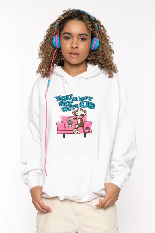 You Can't Sit - Bobby Jack Glitter Hoodie -White Hoodie with Back Slit Movement Comfort You Can't Sit - Bobby Jack Glitter Hoodie -White Hoodie with Back Slit Movement Comfort