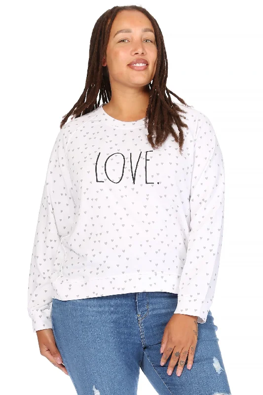Women's "LOVE" Plus Size Studio Raglan Pullover Sweatshirt Oversized Hoodie Comfort Casual Women's "LOVE" Plus Size Studio Raglan Pullover Sweatshirt Oversized Hoodie Comfort Casual
