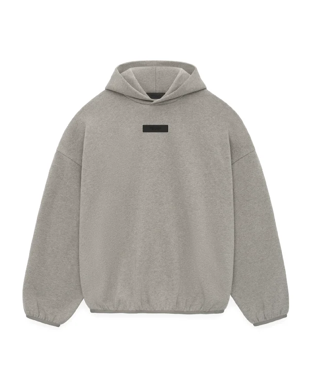 Essentials Hoodie - Heather Grey Hoodie with Button Placket Classic Preppy