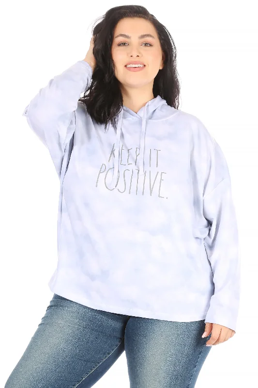 Women's "KEEP IT POSITIVE" Plus Size Slim Fit Pullover Fashion Hoodie Hooded Sweatshirt Casual Wear Street Style Women's "KEEP IT POSITIVE" Plus Size Slim Fit Pullover Fashion Hoodie Hooded Sweatshirt Casual Wear Street Style
