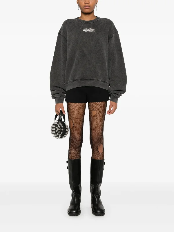 T BY ALEXANDER WANG - Women Crewneck Sweatshirt With Blade Logo Hoodie with Rhinestones Sparkly Elegant T BY ALEXANDER WANG - Women Crewneck Sweatshirt With Blade Logo Hoodie with Rhinestones Sparkly Elegant