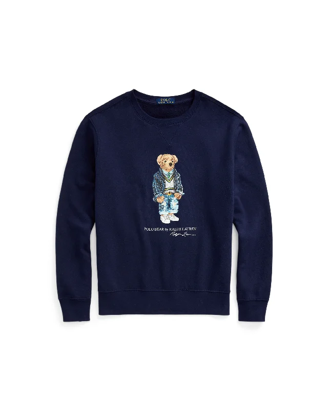 Heritage Bear Crewneck Sweatshirt - Cruise Navy Hoodie with Metallic Shiny Futuristic Heritage Bear Crewneck Sweatshirt - Cruise Navy Hoodie with Metallic Shiny Futuristic
