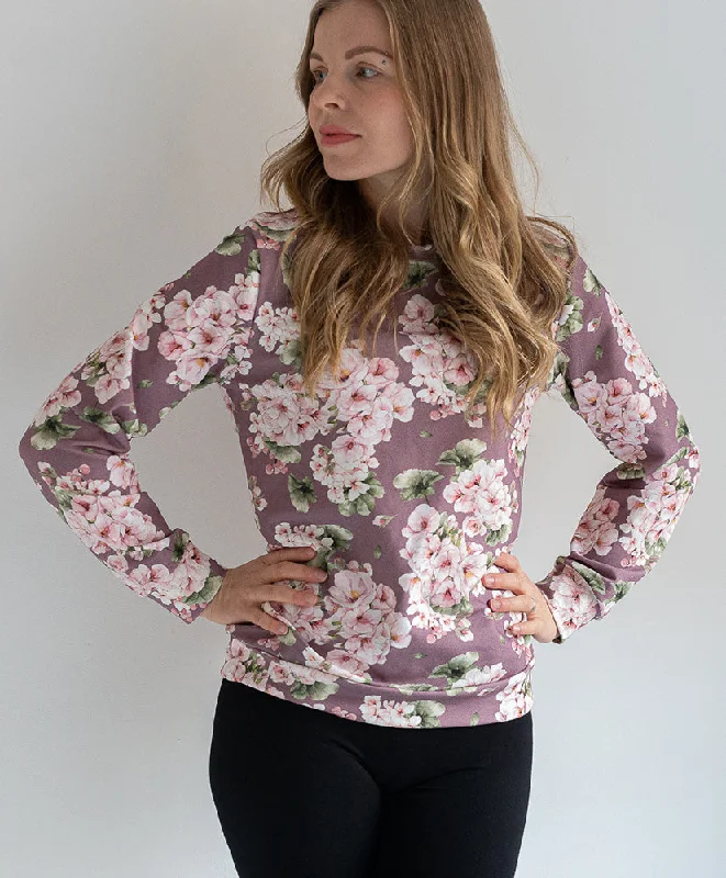 Melli EcoDesign Sweatshirt Pelargonia Dusty Lavender Hoodie with High Neck Warm Protective Melli EcoDesign Sweatshirt Pelargonia Dusty Lavender Hoodie with High Neck Warm Protective