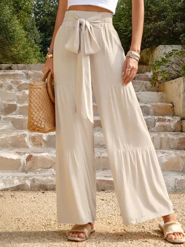 Blue Zone Planet | Roxy's summer loose wide-leg solid color trousers Trousers Palazzo Wide Leg