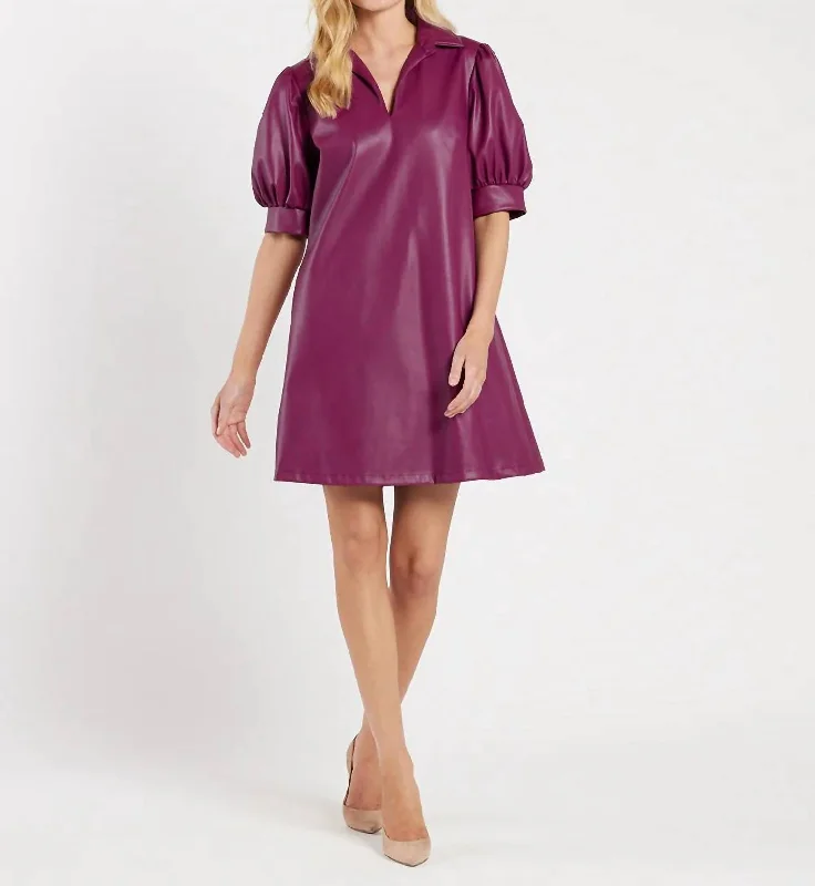 Emerson Faux Leather Dress In Orchid
