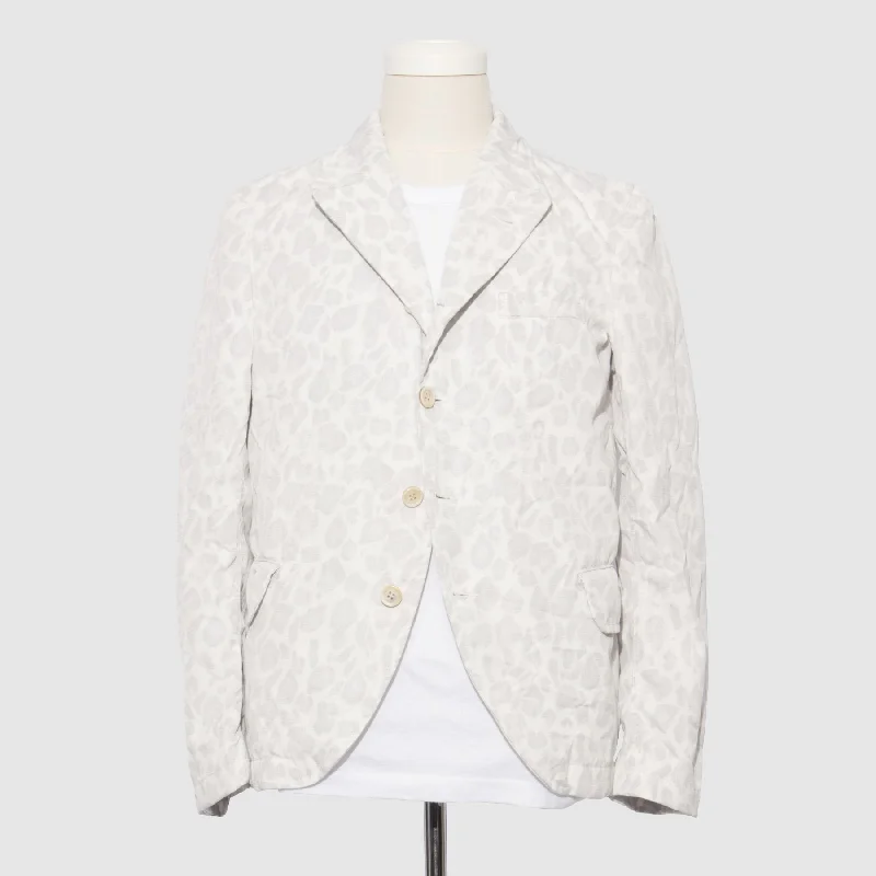 BLACK Comme des Garçons Leopard Tailored Jacket (White) Knit Fabric Woven Fabric Fleece Fabric BLACK Comme des Garçons Leopard Tailored Jacket (White) Knit Fabric Woven Fabric Fleece Fabric