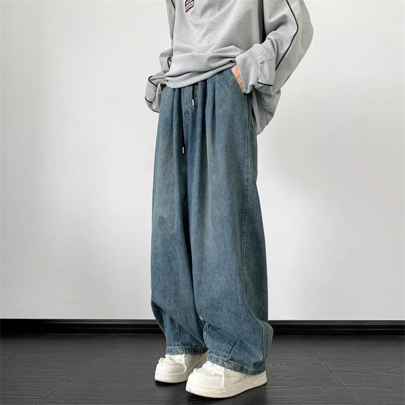 Men's Jeans Autumn and Winter Fashion Brand Japanese Wide Leg Leisure Harajuku Style Jeans Loose Youth All-Matching Trousers Trousers luxurious premium Men's Jeans Autumn and Winter Fashion Brand Japanese Wide Leg Leisure Harajuku Style Jeans Loose Youth All-Matching Trousers Trousers luxurious premium