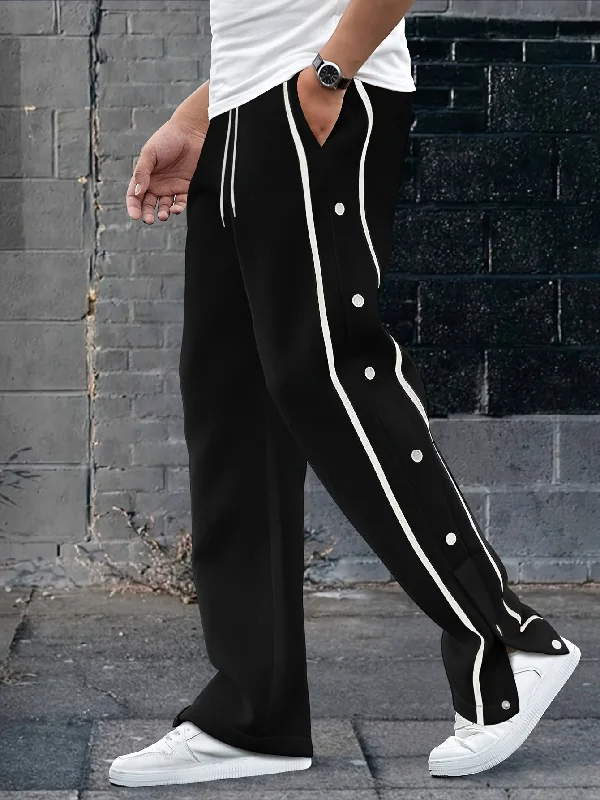 Mens Fashionable Loose-Fit Striped Pants with Pockets - Casual Drawstring Trousers for Outdoor Adventures & Everyday Style Trousers sophisticated sleek Mens Fashionable Loose-Fit Striped Pants with Pockets - Casual Drawstring Trousers for Outdoor Adventures & Everyday Style Trousers sophisticated sleek