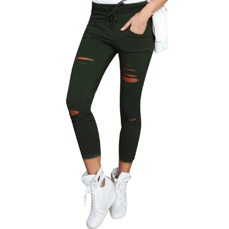 Women Skinny Ripped Pants High Waist Stretch Slim Pencil Trousers Trousers stylish elegant Women Skinny Ripped Pants High Waist Stretch Slim Pencil Trousers Trousers stylish elegant