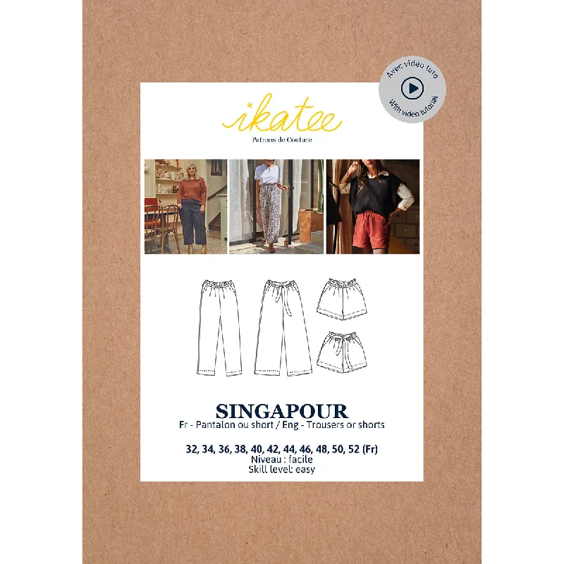 SINGAPOUR - Trousers and shorts - Women 32-52 - Paper Sewing Pattern Trousers versatile all-occasion SINGAPOUR - Trousers and shorts - Women 32-52 - Paper Sewing Pattern Trousers versatile all-occasion
