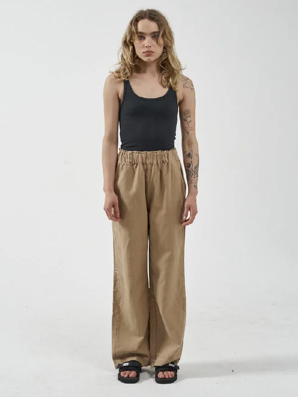 Intuition Pant - Faded Khaki Stylish Elastic Waist Pants