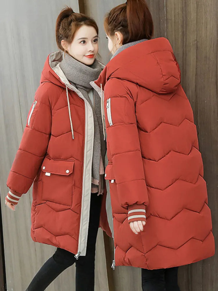 2023 Winter Women Jacket Coats Long Parkas Female Down Cotton Hooded Overcoat Thick Warm Jackets Windproof Casual Student Coat Zip Front Button Front Snap Front 2023 Winter Women Jacket Coats Long Parkas Female Down Cotton Hooded Overcoat Thick Warm Jackets Windproof Casual Student Coat Zip Front Button Front Snap Front
