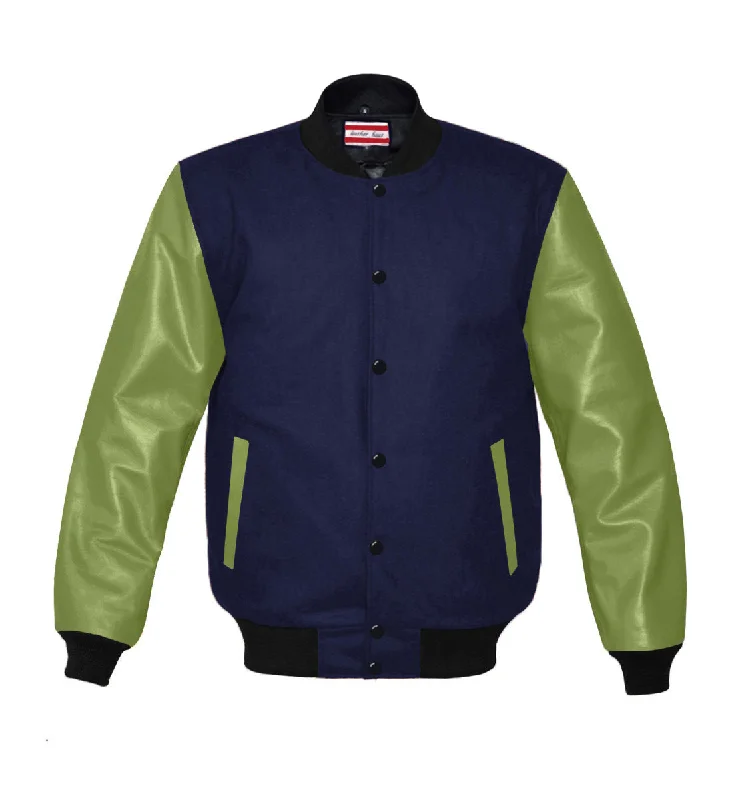 Original American Varsity Green Leather Sleeve Letterman College Baseball Women Wool Jackets #GRSL-BSTR-BB-BBAND Stand-Up Collar Roll-Neck Collar Turtle Neck Original American Varsity Green Leather Sleeve Letterman College Baseball Women Wool Jackets #GRSL-BSTR-BB-BBAND Stand-Up Collar Roll-Neck Collar Turtle Neck