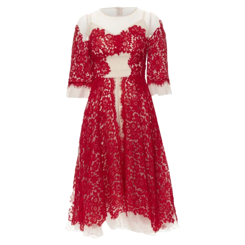 Dolce & Gabbana lace panel silk cocktail dress