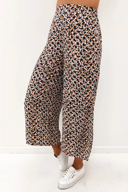 Isobelle Wide Leg Pant Navy Floral Ditsy Cozy Lounge Pants