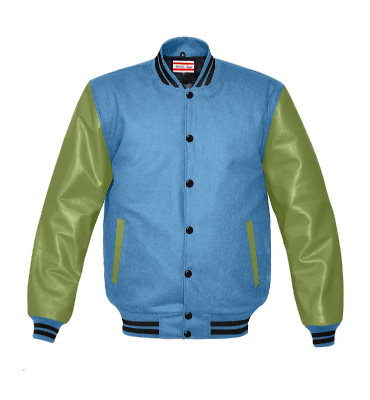 Original American Varsity Green Leather Sleeve Letterman College Baseball Women Wool Jackets #GRSL-BSTR-BB Front Pockets Side Pockets Patch Pockets Original American Varsity Green Leather Sleeve Letterman College Baseball Women Wool Jackets #GRSL-BSTR-BB Front Pockets Side Pockets Patch Pockets
