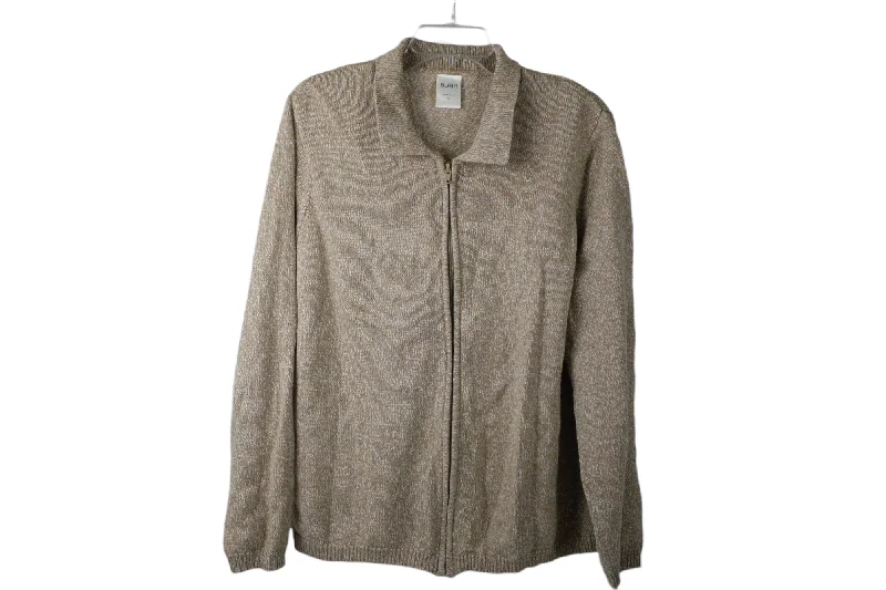 Blair Brown Knit Jacket | L Tiered Jacket Buttoned Jacket Zippered Jacket