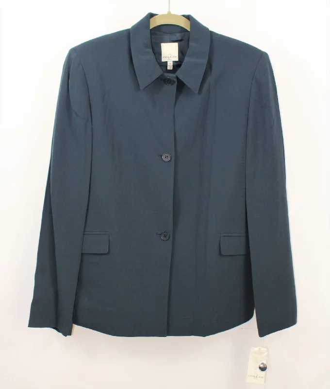NEW Anne Klein Dark Blue Jacket | Size 14 Cotton Jacket Linen Jacket Terry Jacket