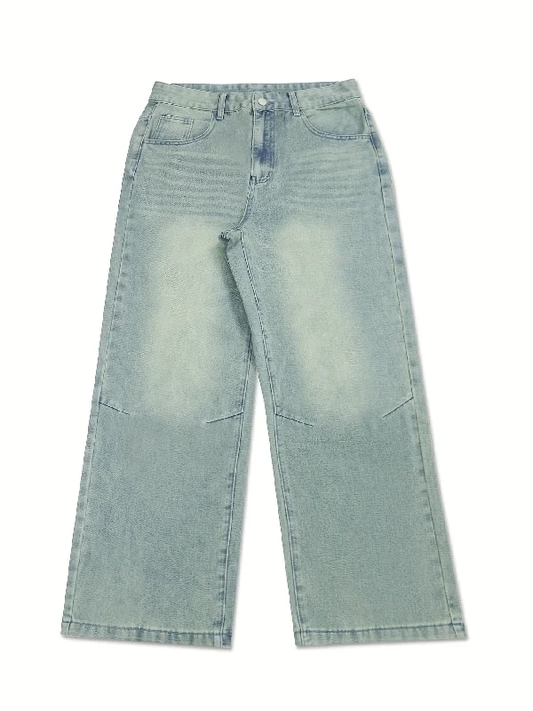 Men's Stylish Wide Leg Vintage Denim Pants - Comfortable, Versatile, and Durable for All Seasons - Perfect Leisure Trousers for Casual Occasions Trousers fashionable trendy Men's Stylish Wide Leg Vintage Denim Pants - Comfortable, Versatile, and Durable for All Seasons - Perfect Leisure Trousers for Casual Occasions Trousers fashionable trendy