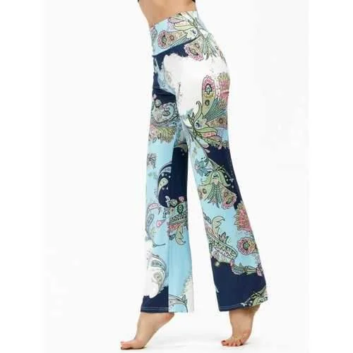 High Waisted Ethnic Print Boho Pants - Light Blue Xl Comfortable Denim Pants