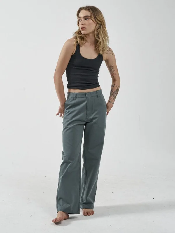 Lax Low Slung Pant - Scrubs Green Chic Wool Trousers