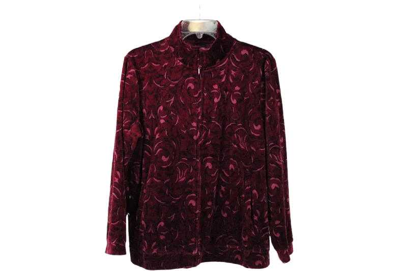 Basic Editions Red Pink Velvet Jacket | L Notch Collar Peter Pan Collar Cowl Neck