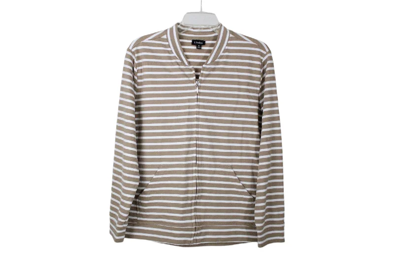 Links Brown Striped Jacket | S Nylon Fabric Polyester Fabric Spandex Fabric