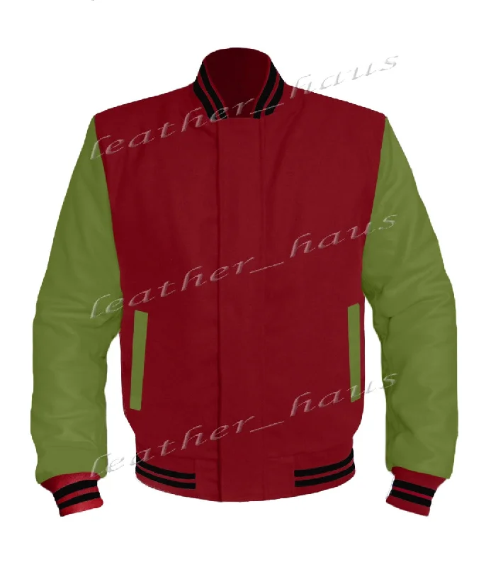 Original American Varsity Green Leather Sleeve Letterman College Baseball Women Wool Jackets #GRSL-BSTR-BZ Boat Neck Shawl Collar Notched Collar Original American Varsity Green Leather Sleeve Letterman College Baseball Women Wool Jackets #GRSL-BSTR-BZ Boat Neck Shawl Collar Notched Collar