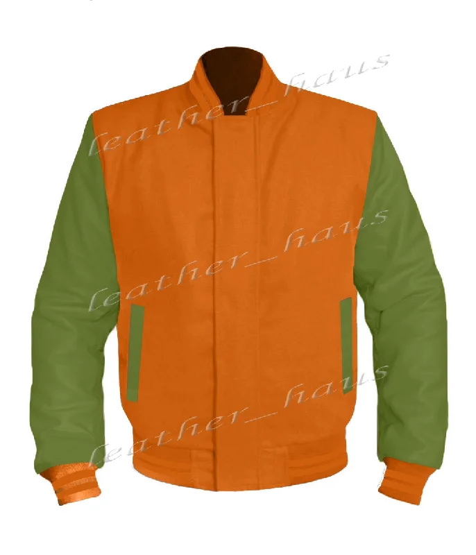 Original American Varsity Green Leather Sleeve Letterman College Baseball Women Wool Jackets #GRSL-ORSTR-BZ Zippered Jacket Buttoned Jacket Snapped Jacket Original American Varsity Green Leather Sleeve Letterman College Baseball Women Wool Jackets #GRSL-ORSTR-BZ Zippered Jacket Buttoned Jacket Snapped Jacket