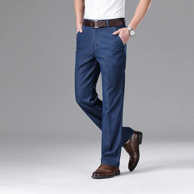 2024 Spring and Summer Thin Casual Trousers Cotton Stretch Business Pure Color Straight Jeans Men Wholesale Trousers Top Rated 2024 Spring and Summer Thin Casual Trousers Cotton Stretch Business Pure Color Straight Jeans Men Wholesale Trousers Top Rated