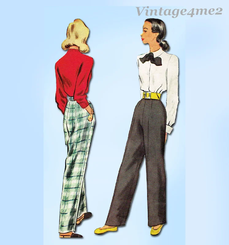 1940s Vintage McCall Sewing Pattern 6794 Misses Trousers or Slacks Size 26 Waist Trousers luxurious premium