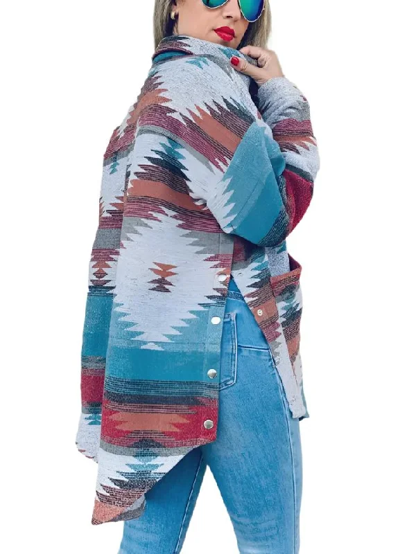 Aztec Print Oversized Jacket Jacket Blazer Coat