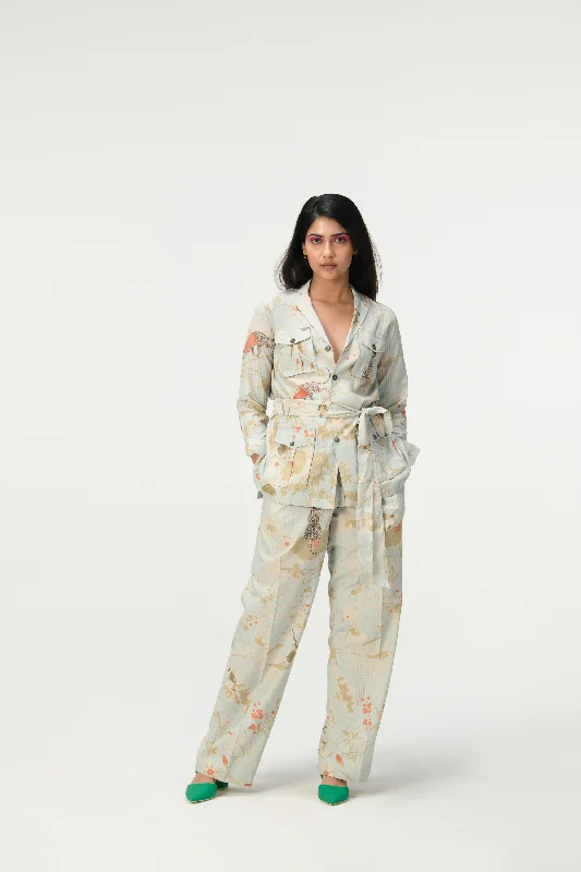 Rainforest Single Pleated Trousers Ice Blue Cotton Silk Check Trousers Favorite Customer Rainforest Single Pleated Trousers Ice Blue Cotton Silk Check Trousers Favorite Customer