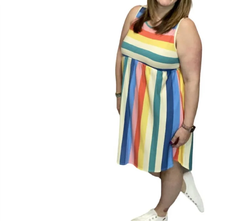Casual Stripe Dress In Multi